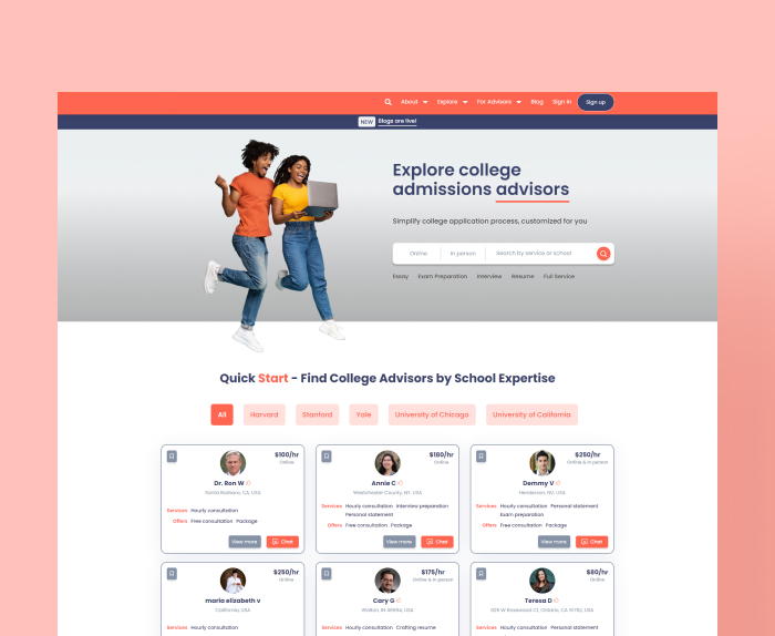 College Admission Marketplace Web Portal